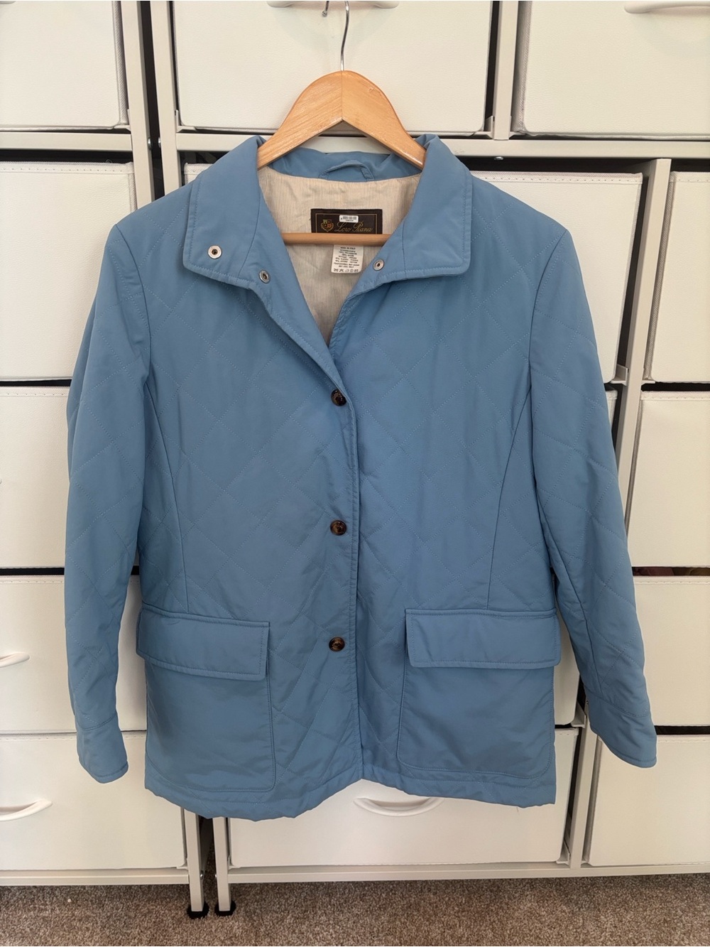 Loro Piana Light Blue Quilted Women's Storm System Rain & Wind Jacket